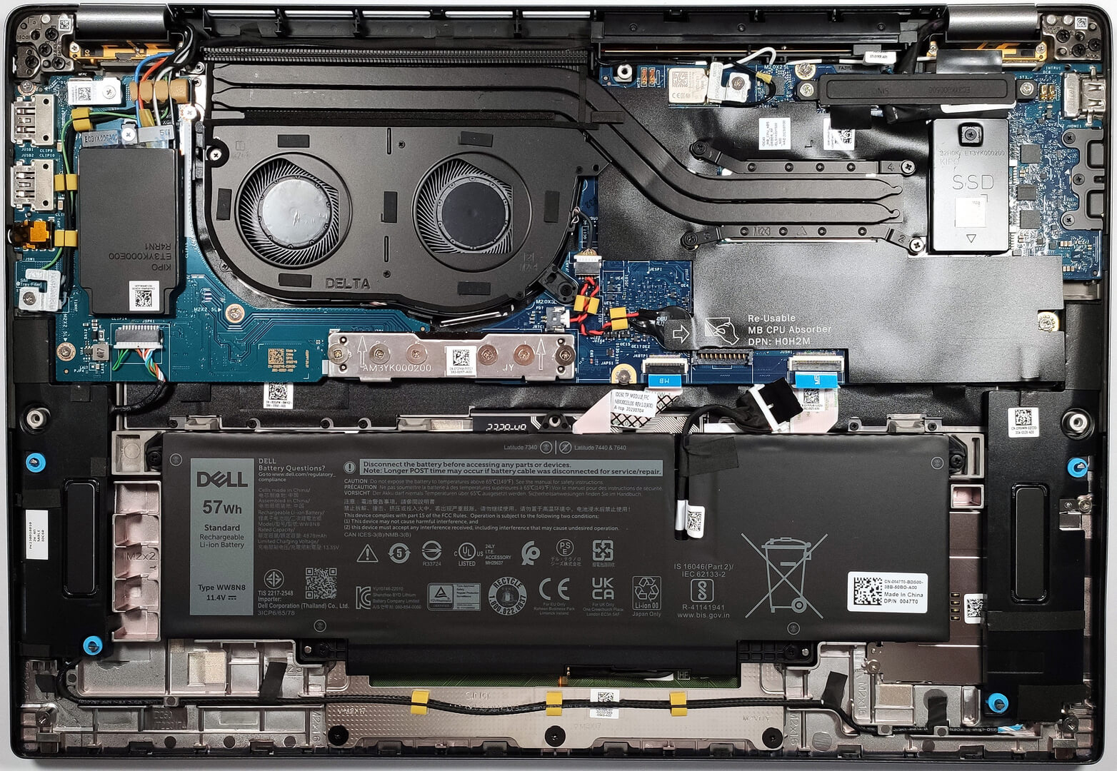 Internal Photo of Dell Latitude 7640, Latitude 7340, Latitude 7440, Latitude 7450, US keyboard (Latitude 7640)